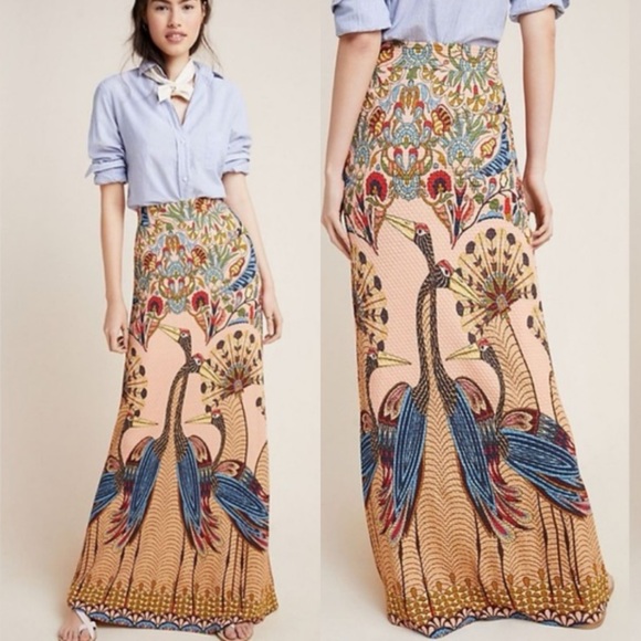 Farm Rio x Anthropologie Mixed Print Peacock Skirt - Picture 3 of 6